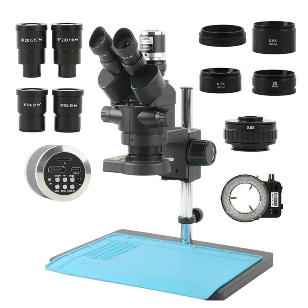 Lab Microscope Accessories 48MP 4K HDMI Type C Video Camera 3.5X 7X 45X 90X 180X Simul-Focus Parfocal Stereo Trinocular Microscope