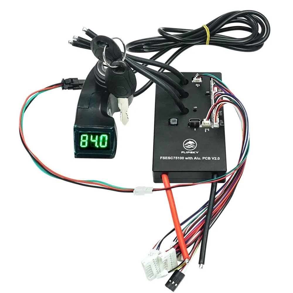 75100 V2.0 with Aluminum PCB with Power Key Switch Button Based on VESC for Electric Skateboard/Scooter/Ebike(with Key Switch)