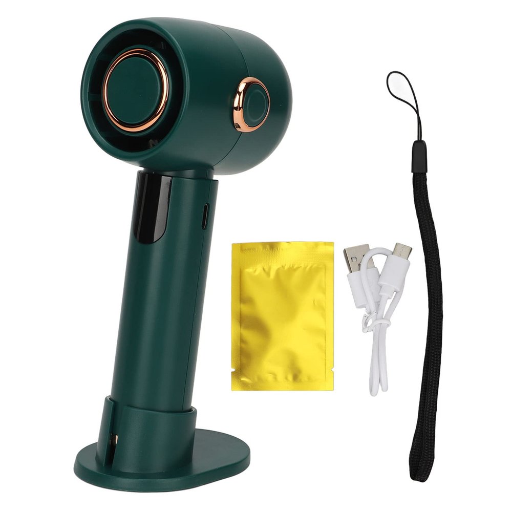Glomora Smart Digital Display Handheld Fan Leafless Silent Small Turbine Fan Pocket Portable USB Electric Fan for Desktop (Green)