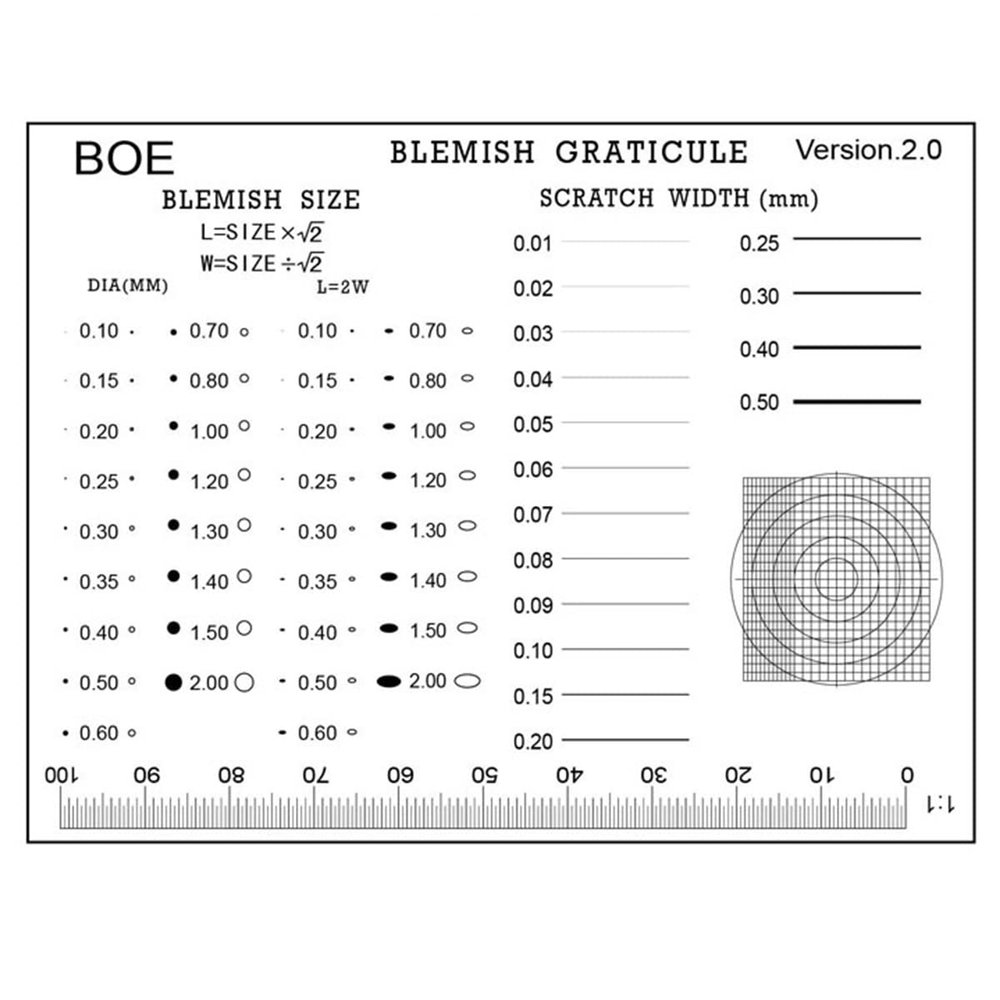JOEBO Microscope Kit Round Corner R Corner Radius Point Line Gauge Area Measurement Film Ruler Calibration Slide Transparent Microscope Lens Adapters(4)