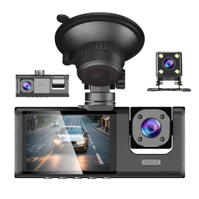 DirectNine Basics 1080P 3 Channels Dash Cam Front and Rear and Cabin Recording, 2.0" IPS Screen Car Accessories, G-Sensor, Motion Detection, Night Vision Loop Recording, Electronics Max 64GB Support