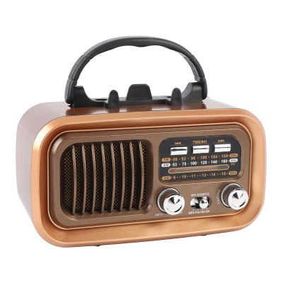 Cocoarm Retro Radio Retro FM Radio Speaker Vintage with Solar Panel USB Load 2xD Batteries for Camping Outdoor at Home (Gold)