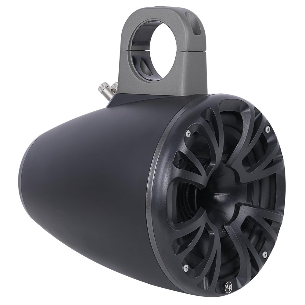 Audiopipe 8" Marine Tower Speakers (APMP-850BTW), 250W Pro Audio System with Weatherproof Housing, Directional Mount, LED Wire Port, Black, Sold in Pair