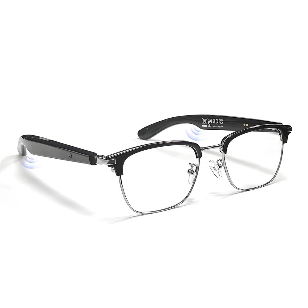 Jacuate Bluetooth Audio Smart Glasses for Men& Women,Anti Blue Light Safety Glasses with Open Ear Speaker,Touch Control, Voice Assistant & Hands-Free Calls, Magnetic Charging,Auto On/Off Open Design