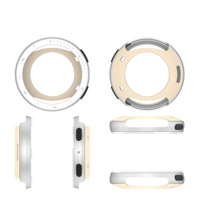 2 in 1 HXFRTYU Metal Case for Amazfit Active 2 Smartwatch 44mm, Stainless Steel Bezel & TPU Back Cover, Rugged Shockproof Protective Bumper for Amazfit Active 2 (Silver)