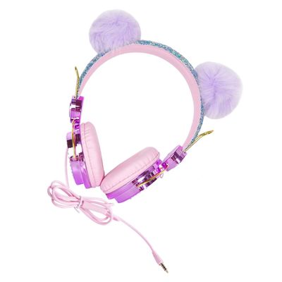KICHOUSE Unicorn Cartoon Kids Headphones with Microphone Over-Ear Design Safe Volume Limiter for School Wired Earphones for Mobile and Computer