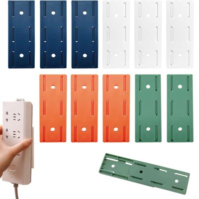 10 Pcs Power Strip Holder Wall Mount, Self Adhesive Punch-Free Socket Holder, Desktop Socket Fixer Surge Protector Cable Management System for Kitchen Home Office