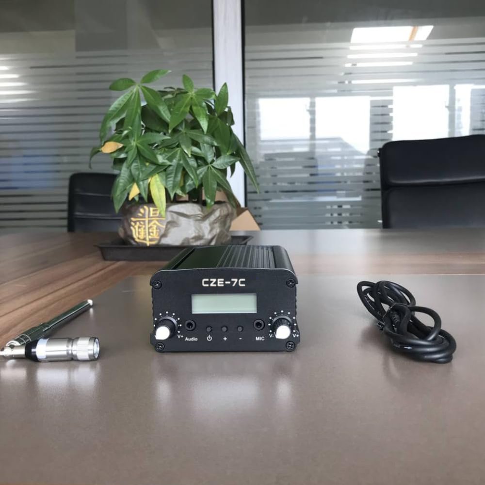 Long Range FM Radio Broadcast Transmitter 7W, Low Power Stereo Mini Radio Station Transmitter for Drive-in Movie, Fireworks Show, Church and Outdoor Events
