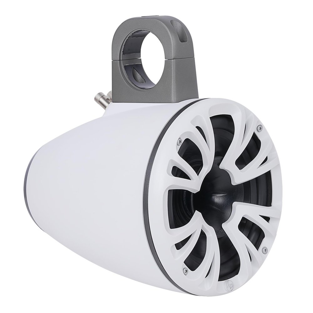 Audiopipe 8" Marine Tower Speakers (APMP-850WTW), 250W Pro Audio System with Weatherproof Housing, Directional Mount, LED Wire Port, White, Sold in Pair