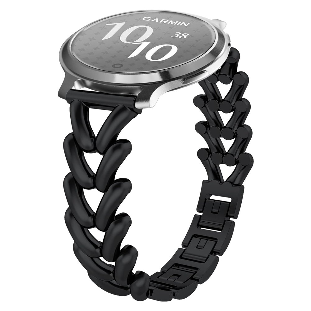 VanHooc Metal Watch Bands Compatible with Garmin Lily 2/Lily 2 Active/Lily 2 Classic/Lily 2 Sport, 14mm Elegant Slim Metal Chain Bracelet Replacement Strap for Women Black