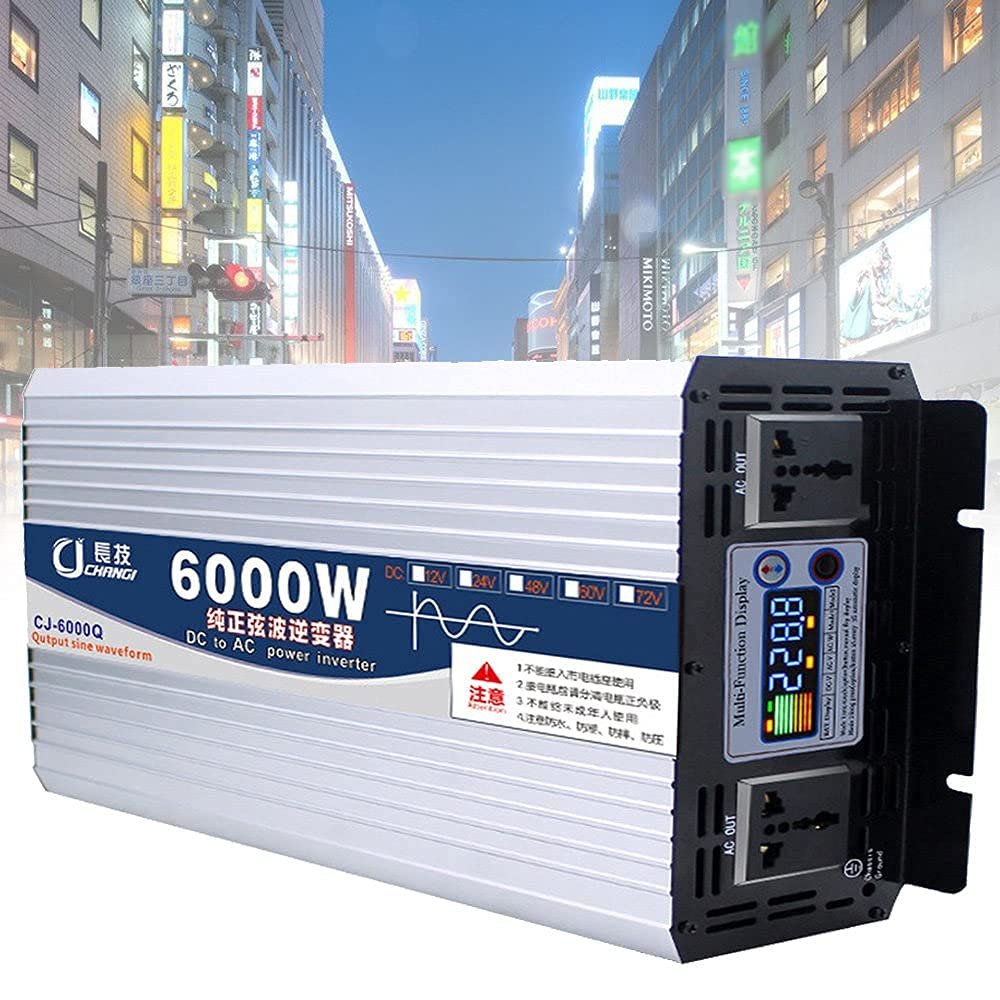 12V/24V/48V/60V to 110V/220V Inverter for Car Pure Sine Wave Inverter 6000W 8000W Power Inverters 2 Ac Outlets for Home Rv Truck with Smart Color Screen Display 6000W-60Vto110V (6000w 12Vto110V)