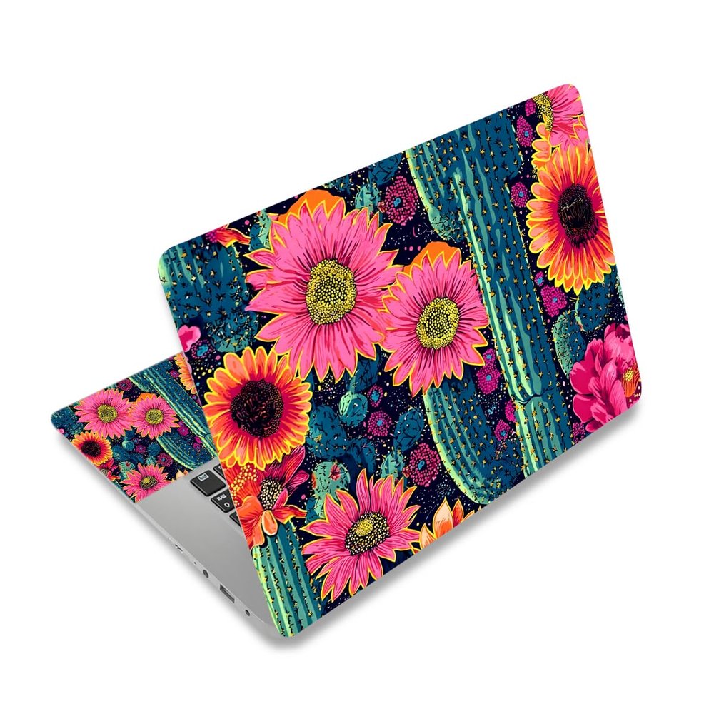12 12.1 13 13.3 14 15 15.4 15.6 in Skin Laptop Sticker Decal, Netbook Skins for Notebook PC, Universal Vinyl Laptop Decor Cover for Women, Waterproof Art Protector Easy to Apply I Flowers Cactus