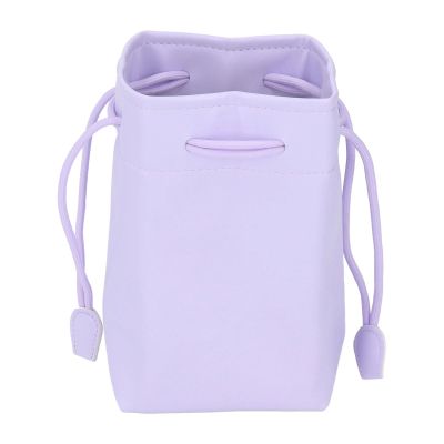 PU Leather Drawstring Pouch Bag Portable Universal Instant Camera Film Printer Storage Organizer (Purple)