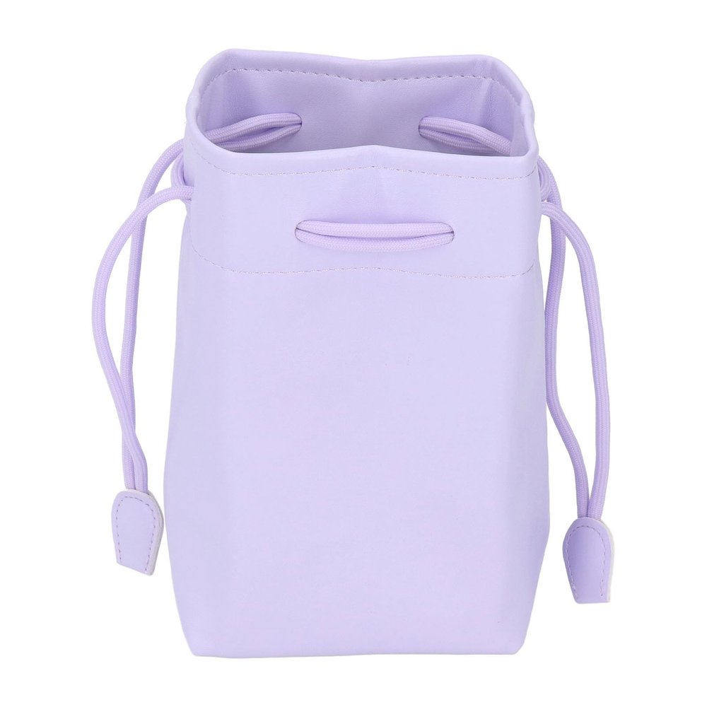 PU Leather Drawstring Pouch Bag Portable Universal Instant Camera Film Printer Storage Organizer (Purple)