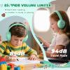 [Green+ Blue] Kids Headphones for School Travel, 85/94dB Volume Litmit, HD Mic Stereo Sound Wired Over-Ear Toddler Girls Boys Headphones for Kid, Foldable 3.5mm for Tablet view 2