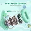 [Green+ Blue] Kids Headphones for School Travel, 85/94dB Volume Litmit, HD Mic Stereo Sound Wired Over-Ear Toddler Girls Boys Headphones for Kid, Foldable 3.5mm for Tablet view 4