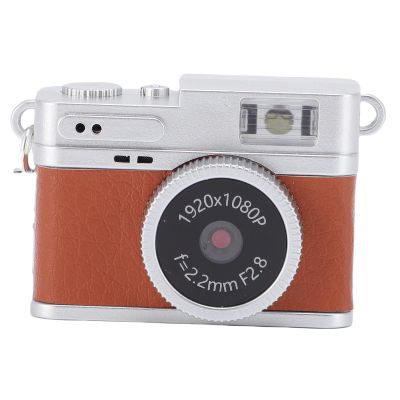 fosa Mini Keychain Camera, 1080P 2MP Small Retro Camera with 0.96in Color Screen, 32GB Memory Card Mini Digital Camera with 6 Filters and LED Flash (Brown)