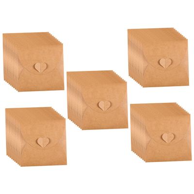 Mikinona Vintage Kraft Paper Envelopes for DVDs and Music 50-Pack Blank Storage Sleeves with Heart Button Party Favors