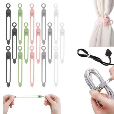 10/20/30 Pcs Silicone Cable Ties, Reusable Cable Management Organizer, 2025 Upgrade 5 Colors Cable Management Cord Organizer for Fastening Earphone Phone Charger Home Office Kitchen Appliances (15)