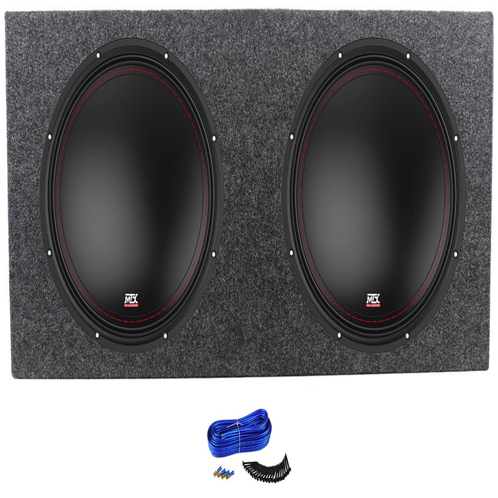 (2) MTX 3512-04 12" 500 Watt SVC 2-ohm Car Audio Subwoofers + Sub Enclosure Box