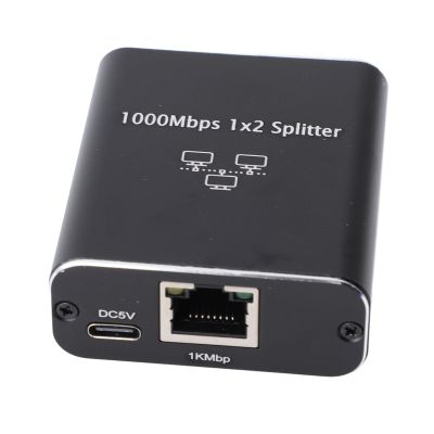 SUNGOOYUE RJ45 Aluminum Alloy Splitter with USB Cable, 1000 Mbps High Speed Ethernet Splitter for Various Environments, Ethernet Plug and Play for The Computer TV Consults (1 to 2)