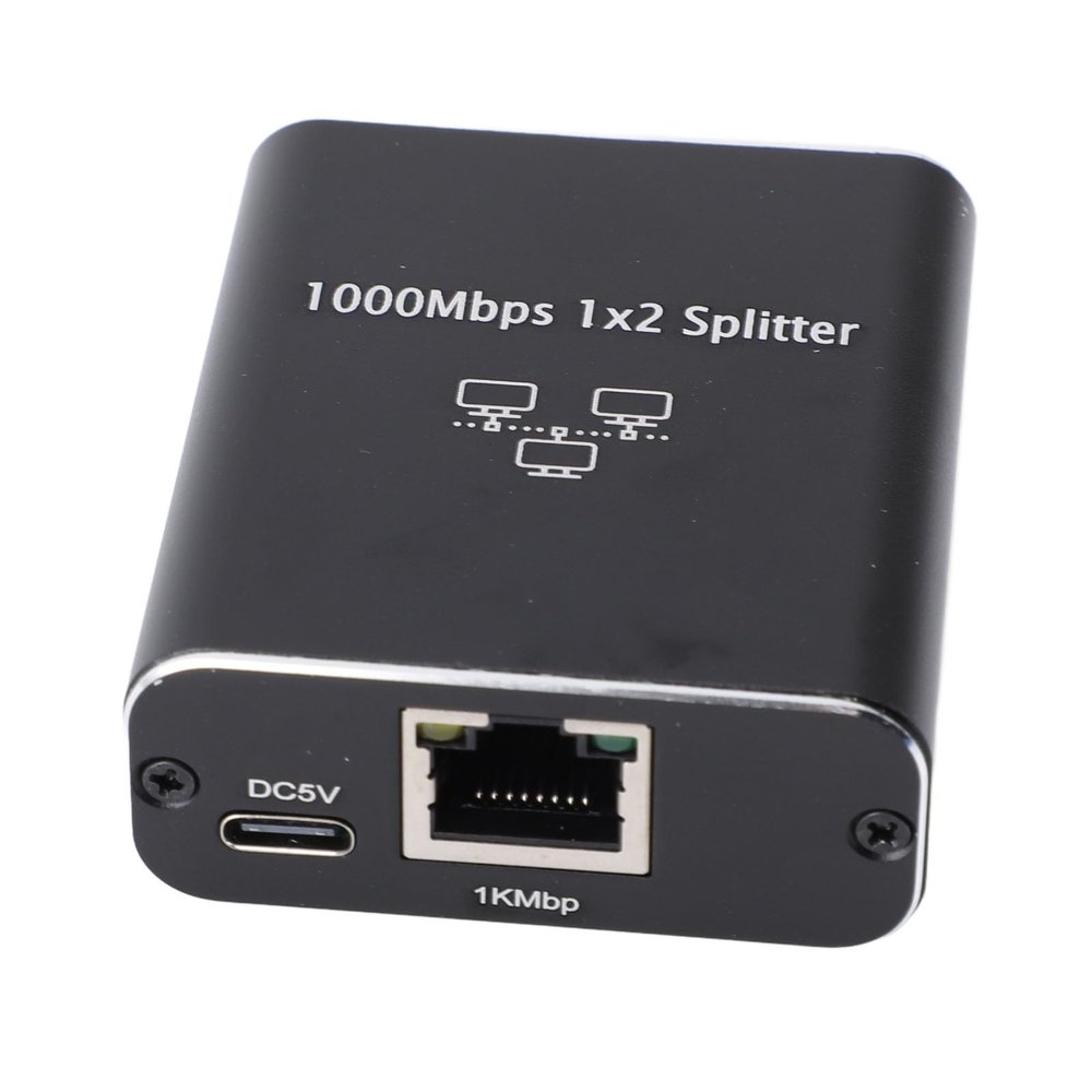 SUNGOOYUE RJ45 Aluminum Alloy Splitter with USB Cable, 1000 Mbps High Speed Ethernet Splitter for Various Environments, Ethernet Plug and Play for The Computer TV Consults (1 to 2)