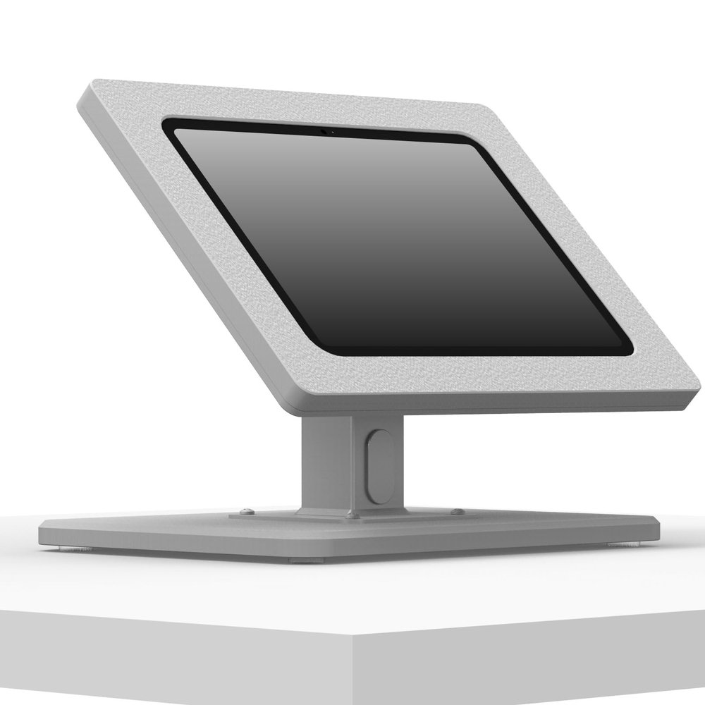 VidaMount Light Grey Covered Home Button Enclosure and 360 Rotating & Tilting Desk/Table Stand Compatible with iPad 9.7 (5th / 6th Gen), Pro 9.7", Air 1/2