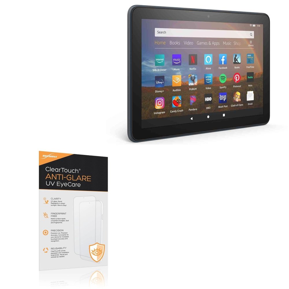 BoxWave Screen Protector Compatible With Amazon Fire HD 8 Plus (10th Gen 2020) - ClearTouch Anti-Glare Anti-UV EyeCare (2-Pack), Filters out Harmful Blue Light Reduce Fatigue