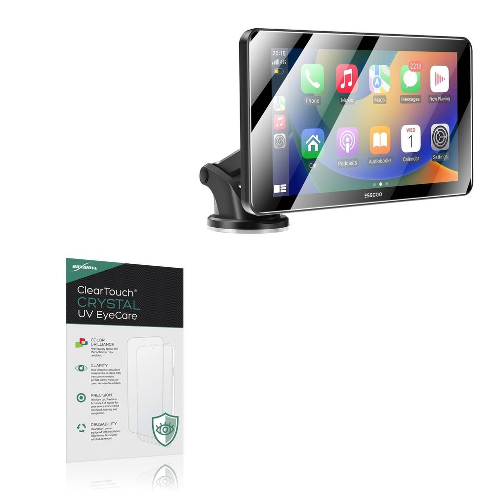 BoxWave Screen Protector Compatible With ESSGOO Apple Carplay & Android Auto (7 in) - ClearTouch Crystal Anti-UV EyeCare (2-Pack), Filters out Harmful Blue Light Reduce Fatigue