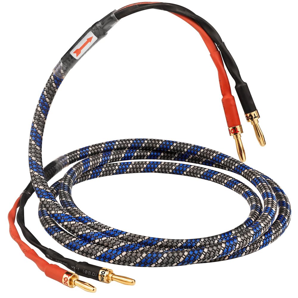 TODN HiFi Speaker Cable with Banana Plugs for Audiophile with OFC, 24K Gold-Plated Banana Plug Audio Cable (9.8ft/3m, 1 Cable)