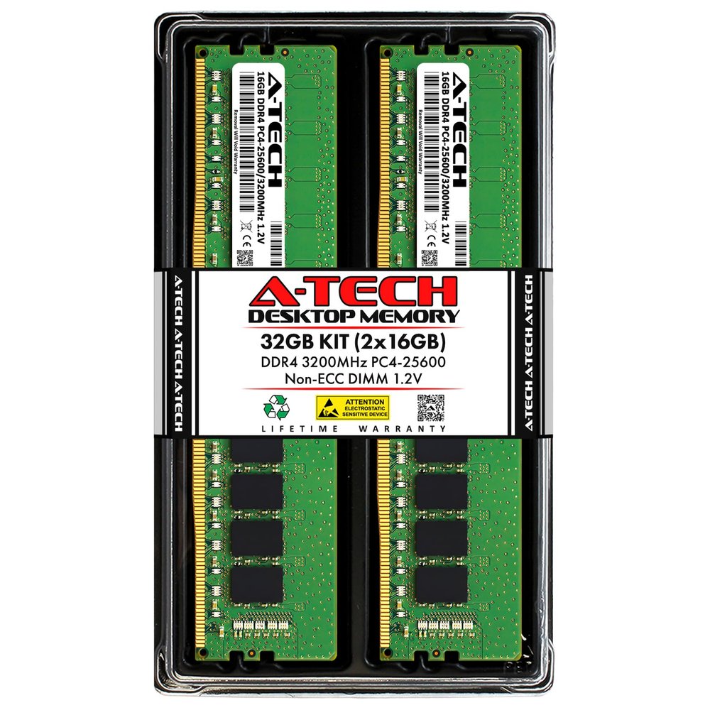 A-Tech 32GB Kit (2x16GB) RAM for HP Envy TE01-5085t, TE01-5100, TE01-5000, TE01-5077t Desktop PC | DDR4 3200MHz PC4-25600 DIMM 1.2V 288-Pin Non-ECC UDIMM Memory Upgrade