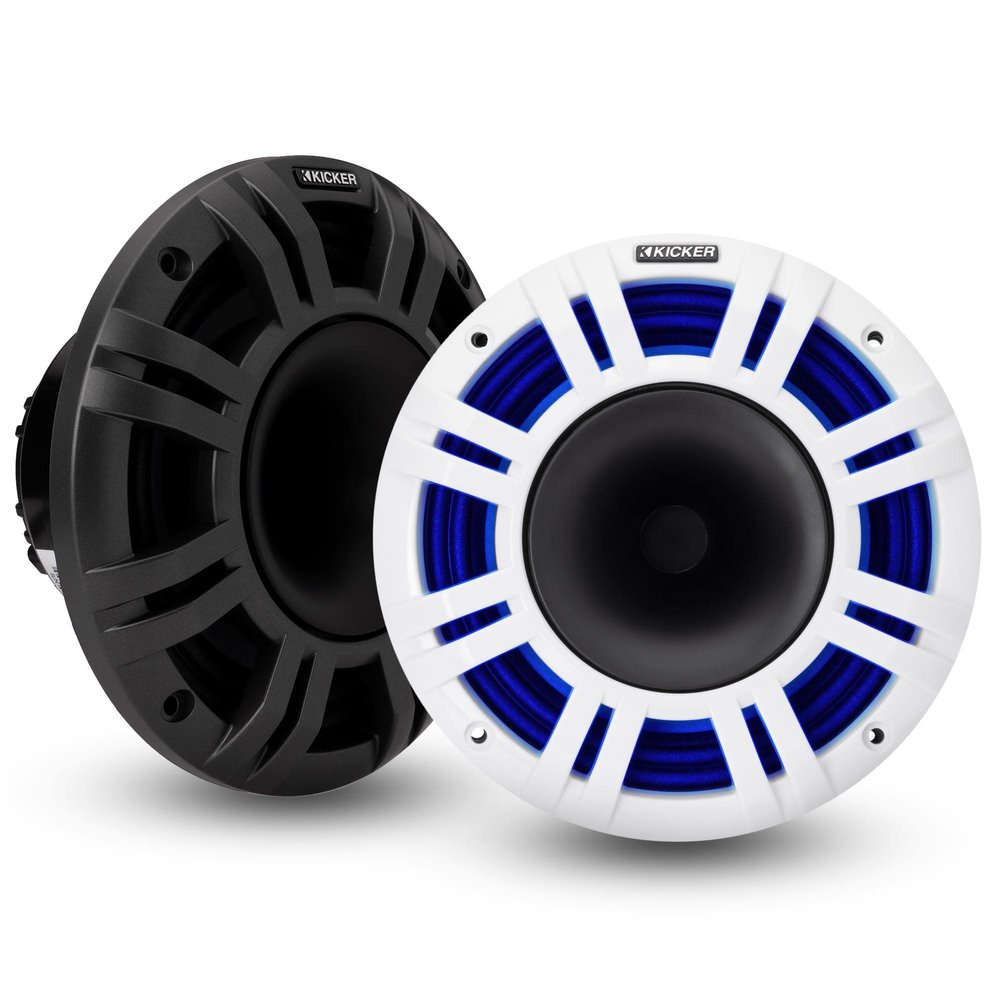 Kicker 48KMXL8 8" 4-Ohm RGB LED KMXL Horn-Loaded Marine Coaxial Speakers, Pair (Renewed)