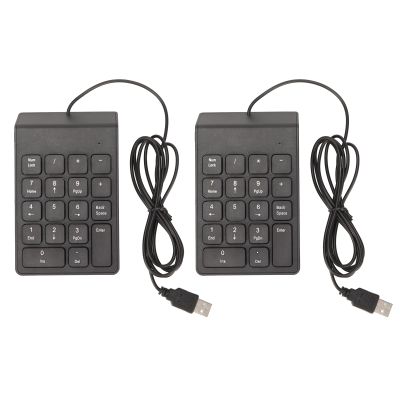 Wired Numeric Keypad - Ergonomic 18 - Key Design for Quiet Typing Mini USB Numpad for Laptop and Desktop Users (2Pcs)