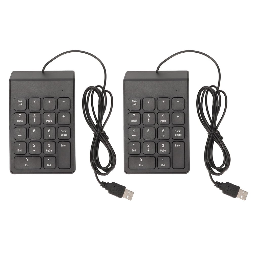 Wired Numeric Keypad - Ergonomic 18 - Key Design for Quiet Typing Mini USB Numpad for Laptop and Desktop Users (2Pcs)