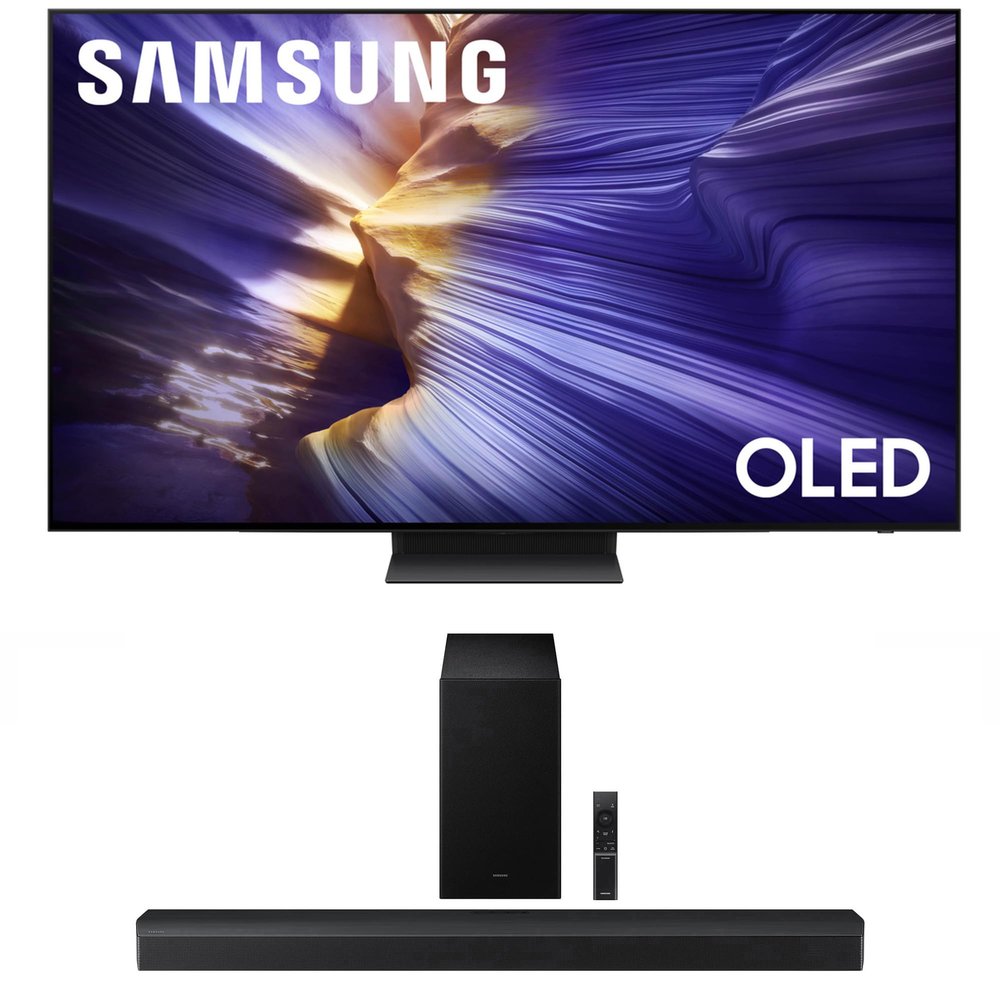 Samsung QN55S90FAFXZA 55 Inch 4K OLED Smart TV with a HW-B750F B Series Soundbar 5.1 Ch and Subwoofer (2025)