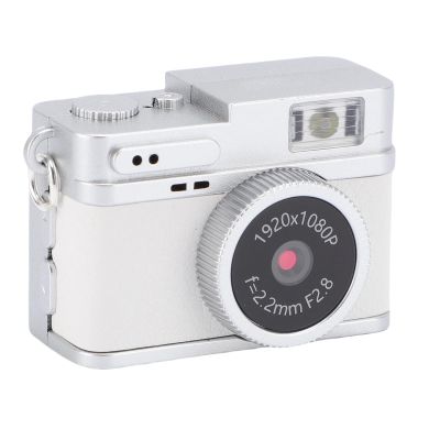 Yunseity Mini Keychain Camera, 32GB Retro Micro Digital Camera with 0.96 Inch Color Screen, 1080P 2MP Tiny Compact Pocket Video Recorder with LED Fill Light, 6 Filters for Travel (White)
