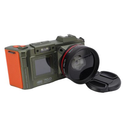 YUEHISY 4K Digital Camera, HD 70MP 50X Zoom DSLR Camera with Double Screen, Auto Focus, Wide Angle, Flash, Hot Shoe Interface, for Travel Vlog (Green)