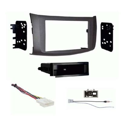 Single DIN Car Stereo Radio Install Kit (Gray) Package Compatible with for Sentra 2019 Without Factory Amplifier
