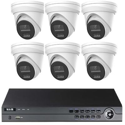 CCTVWHOLESALEOUTLET 4MP Plug & Play IP Kit: 8ch NVR with 2TB, 6 Turret White 24/7 Color Cameras 2.8mm Lens, Night Vision, Built-in Mic, 100FT IR