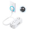 TROND 360 Rotating Flat Plug Power Strip, 3FT Extension Cord with 4 USB Ports, 4 Wide Spaced AC Outlets, Wall Mount, 900J Surge Protector for Office Travel Dorm Room Essentials, White view 1