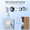 TROND 360 Rotating Flat Plug Power Strip, 3FT Extension Cord with 4 USB Ports, 4 Wide Spaced AC Outlets, Wall Mount, 900J Surge Protector for Office Travel Dorm Room Essentials, White view 2