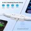 TROND 360 Rotating Flat Plug Power Strip, 3FT Extension Cord with 4 USB Ports, 4 Wide Spaced AC Outlets, Wall Mount, 900J Surge Protector for Office Travel Dorm Room Essentials, White view 3