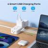 TROND 360 Rotating Flat Plug Power Strip, 3FT Extension Cord with 4 USB Ports, 4 Wide Spaced AC Outlets, Wall Mount, 900J Surge Protector for Office Travel Dorm Room Essentials, White view 4