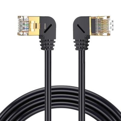 bodateng Double Elbow Down Up Angled 90 Degree CAT8 40Gbps 8P8C Cat 5 Ethernet Network Cable RJ45 LAN Patch Cord 0.5M(LE-LE)