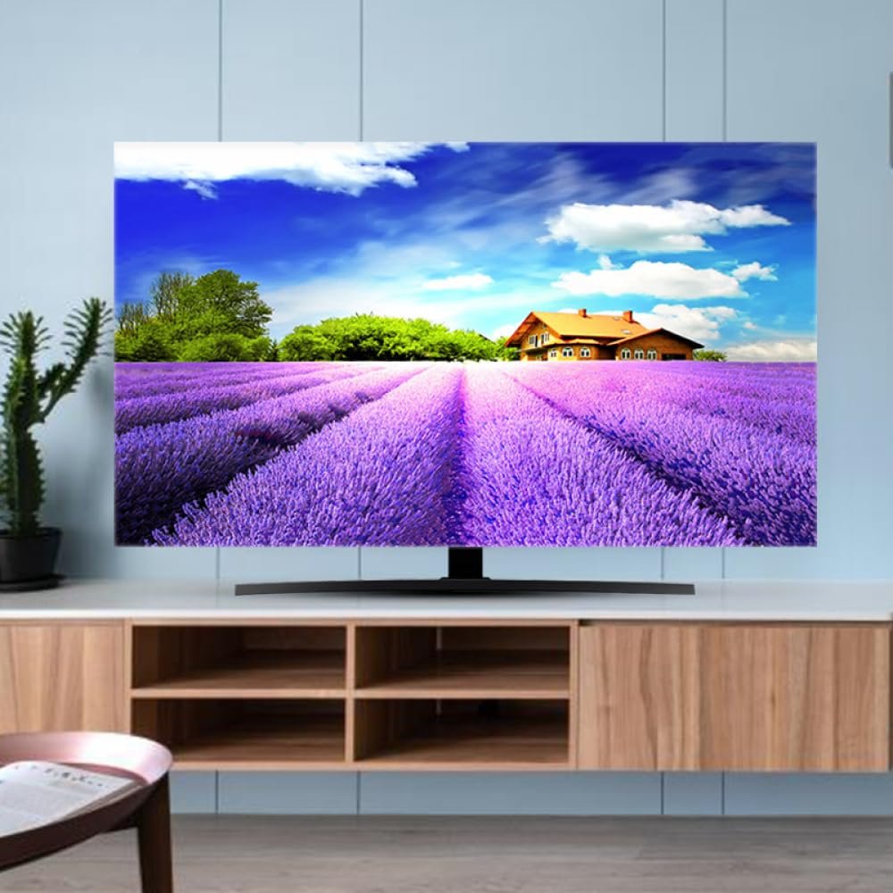 TV Cover 32-80Inches Indoor TV Dustproof Cover TV Display Protector for LED LCD Flatscreen Soft TV Computer Monitor Protector Cover for Desktop Hanging and Curved Screen-Purple-3||80inch(188*110cm)