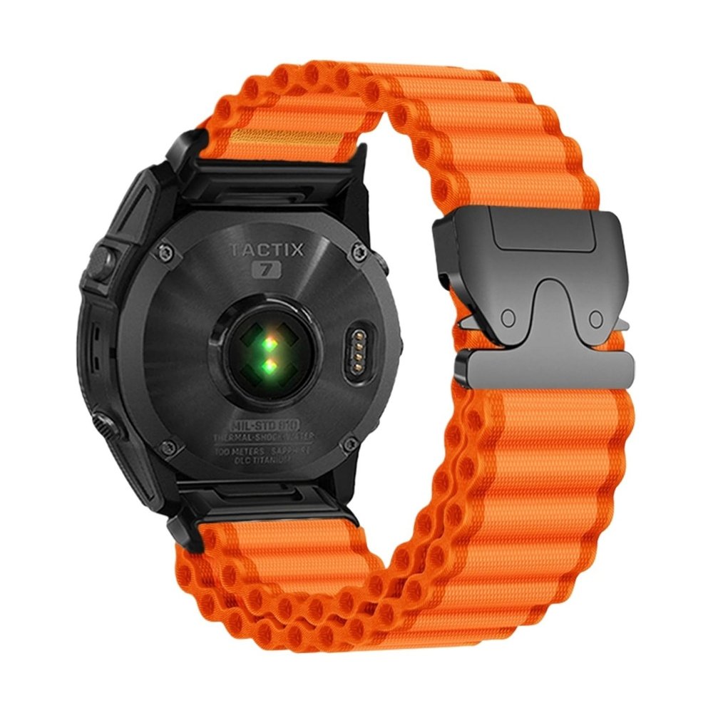 26/22/20mm Quickfit Nylon Ocean Parachute Buckle Band For Garmin Fenix 8 51 47mm E 7X 7Pro 6X 6Pro Enduro 3 2 Bracelet(Orange Black,26mm)