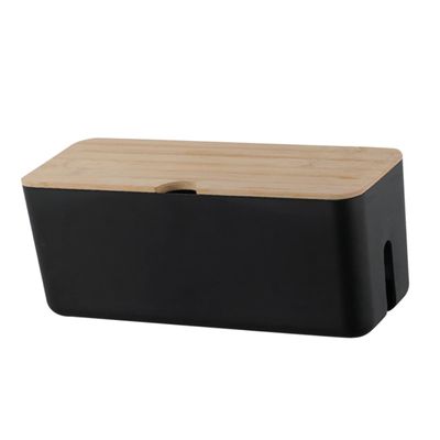 STOBOK Bamboo Wood Cover Wire Box Outdoor Storage Box for Charger Case Cord Concealer Cable Holder Cable Cover