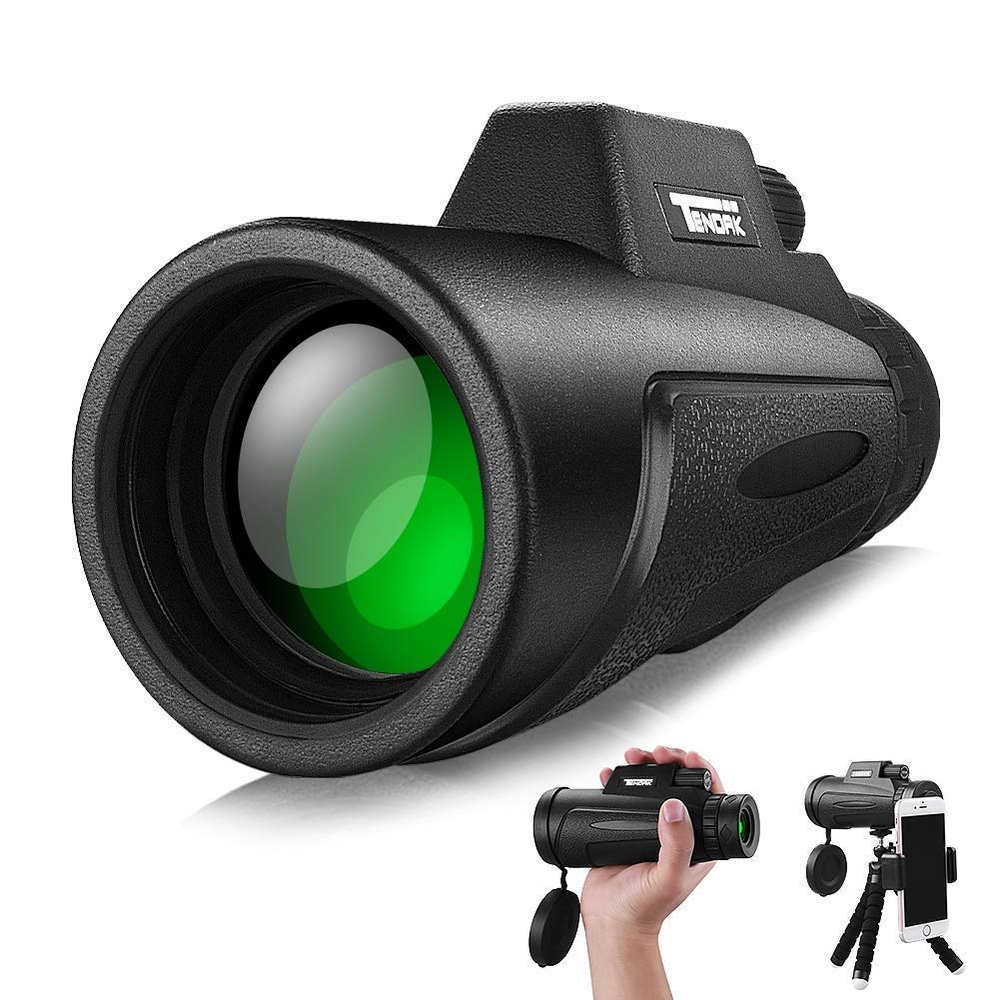 12x50 Monocular Telescope, Waterproof High Power Prism Monoculars Scope with Smartphone Holder and Tripod for Watching S