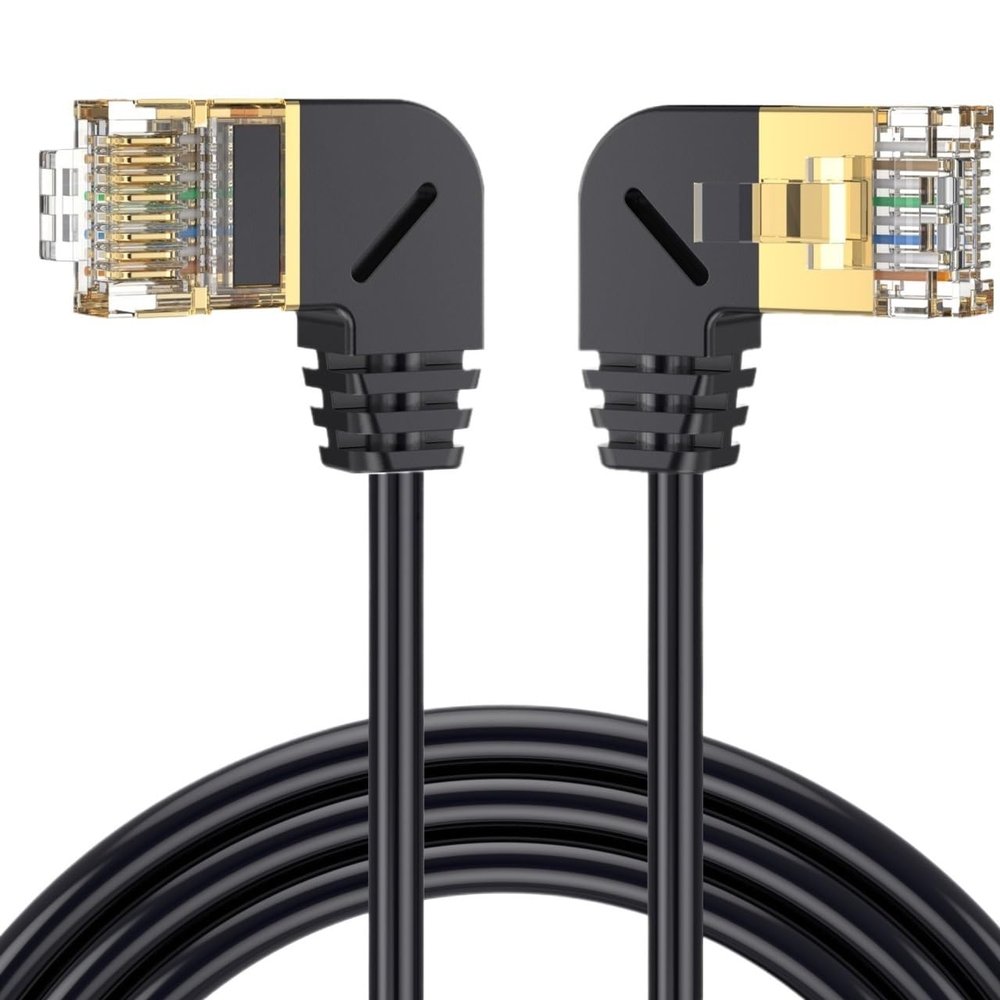 bodateng Double Elbow Down Up Angled 90 Degree CAT8 40Gbps 8P8C Cat 5 Ethernet Network Cable RJ45 LAN Patch Cord 0.5M(RI-RI)