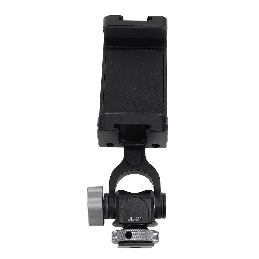 Dam Skerisi Aluminum Alloy Phone Mount Adapter with Cold Shoe, 360 Degree Rotatable Clamp for Tripod, Non Slip Silicone Protection, Quick Conversion Dovetail Design, Expandable for Microphone